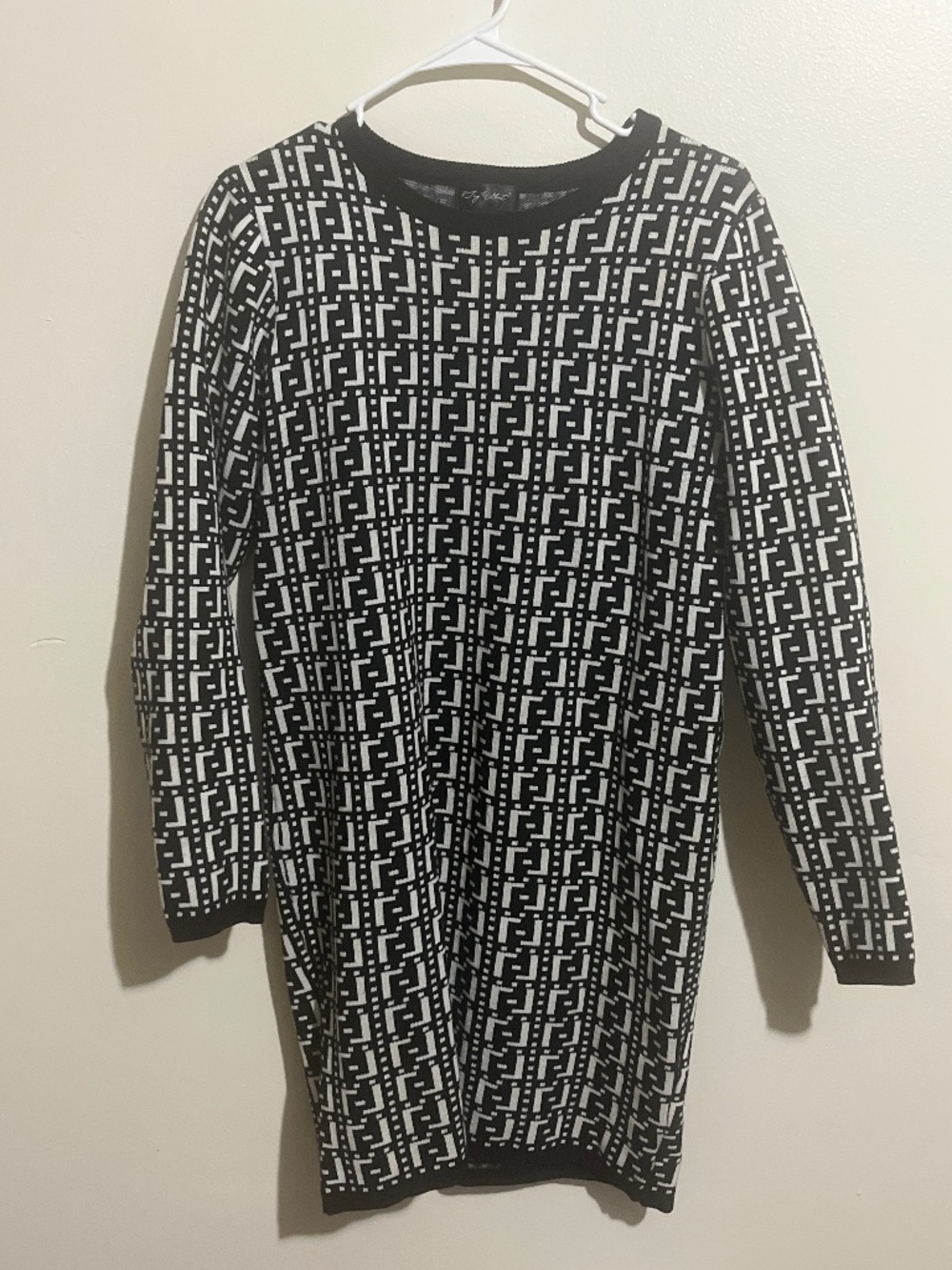 Geometric Print Sweater Dress
